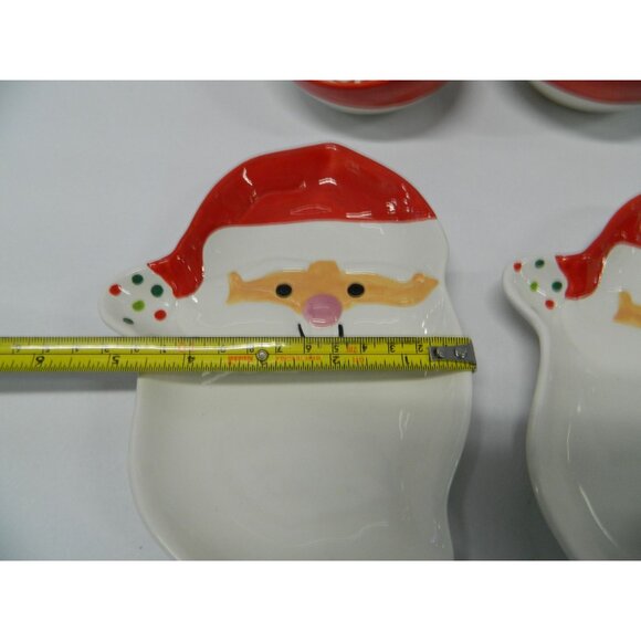 2 Santa Claus Plates & 2 Decorative Swirl Bowls For Holiday Tableware Ceramic - Picture 4 of 11